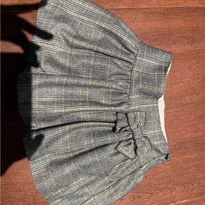 Mayoral Gray Plaid A-Line Skirt with Bow